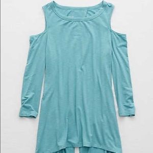 Aerie XL aqua cold shoulder top